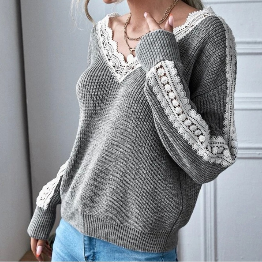 Shein Grey Off-shoulder Sweater